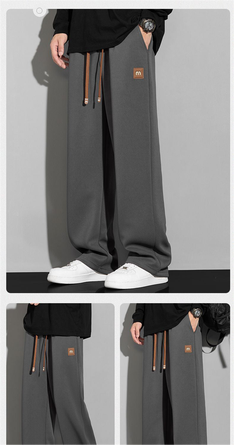 Trendy plus size Pants Men's Spring and Autumn Casual Pants Loose All-match Sports Pants Hong Kong-style Simple All-match Pants Cross-border