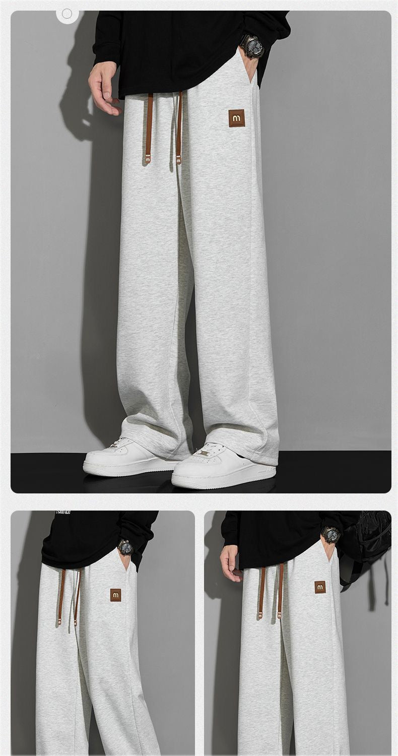 Trendy plus size Pants Men's Spring and Autumn Casual Pants Loose All-match Sports Pants Hong Kong-style Simple All-match Pants Cross-border