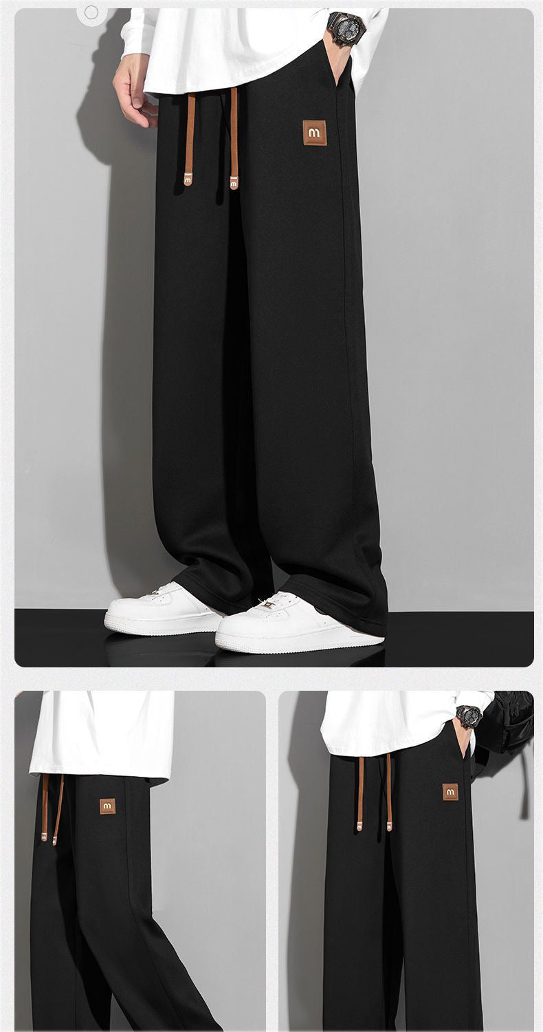 Trendy plus size Pants Men's Spring and Autumn Casual Pants Loose All-match Sports Pants Hong Kong-style Simple All-match Pants Cross-border